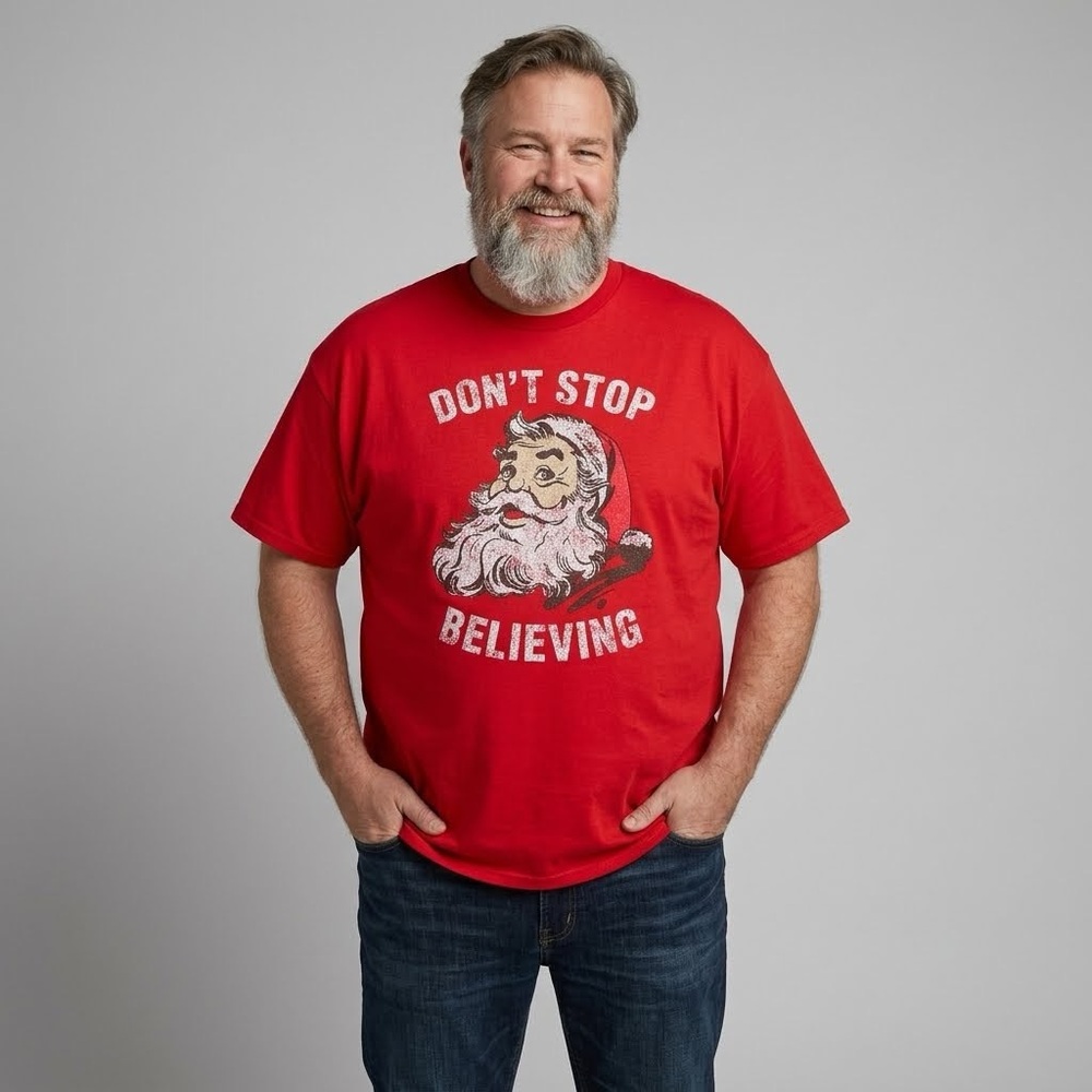Holiday Time Red Crewneck Graphic Tee with White Print